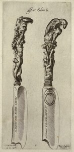 Two Knives by Aegidius Sadeler (II), created ca. 1640, in Engraving on off-white laid paper. Download this artwork as a high-resolution wallpaper for desktop, t — Art Picture