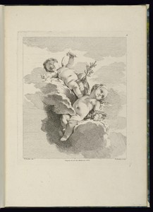Two Putti by François Boucher, created 1758–63, in Etching and engraving on laid paper. Download this artwork as a high-resolution wallpaper for desktop, tablet — Art Picture