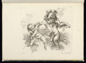 Two Putti by François Boucher, created 1738–49, in Etching on laid paper. Download this artwork as a high-resolution wallpaper for desktop, tablet, or mobile. — Painting Picture