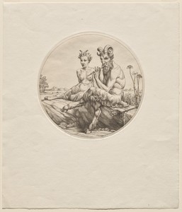 Two Satyrs by Stephen Gooden, created 1937, in engraving. Download this artwork as a high-resolution wallpaper for desktop, tablet, or mobile. — Art Wallpaper