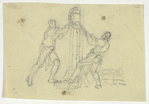 Two Workmen by W. H. (William Henry) Pyne, created n.d., in Graphite on cream wove paper. Download this artwork as a high-resolution wallpaper for desktop, tabl — W. H. (William Henry) Pyne Wallpaper