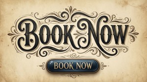 Luova käsin kirjoitettu Book Now -painike.