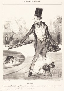 Une heure by Honoré Daumier, created 1839, in crayon lithograph in black on wove paper. Download this artwork as a high-resolution wallpaper for desktop, tablet — Art Wallpaper