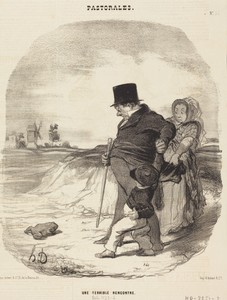 Une Terrible rencontre by Honoré Daumier, created 1845, in lithograph on newsprint. Download this artwork as a high-resolution wallpaper for desktop, tablet, or — Honoré Daumier Wallpaper
