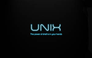 Logotipo UNIX azul brilhante com slogan em fundo escuro. — Software Papéis de Parede