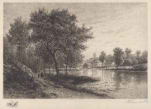 Untitled by Hendrik Dirk Kruseman van Elten, created 1886, in etching. Download this artwork as a high-resolution wallpaper for desktop, tablet, or mobile. — Hendrik Dirk Kruseman van Elten Wallpaper