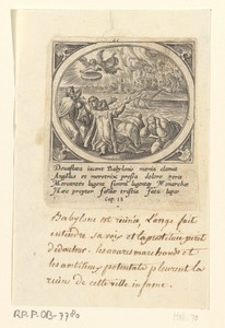 Val van Babylon by Adriaen Collaert, created 1585, in paper; engraving. Download this artwork as a high-resolution wallpaper for desktop, tablet, or mobile. — Adriaen Collaert Wallpaper