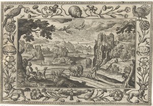 Val van Icarus by Adriaen Collaert, created 1582 - 1586, in paper; engraving. Download this artwork as a high-resolution wallpaper for desktop, tablet, or mobil — Travel Background