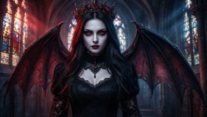 ViciNeko som en mørk vampyrdronning i en gotisk katedral