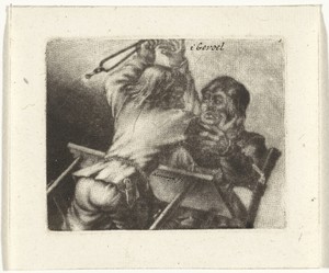 Vechtende mannen by Jacobus Harrewijn, created 1690, in paper; engraving; mezzotint. Download this artwork as a high-resolution wallpaper for desktop, tablet, o — Jacobus Harrewijn Wallpaper