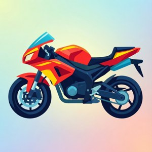 Motor vektor datar geometris berwarna-warni dalam gaya SVG.