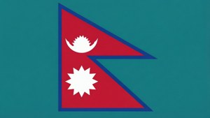 Uma ilustração vetorial limpa da bandeira do Nepal com cores planas.