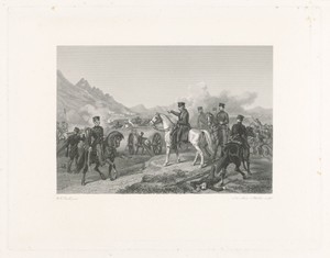 Veldslag by Johannes de Mare, created 1816 - 1889, in paper; chine collé; steel engraving. Download this artwork as a high-resolution wallpaper for desktop, tab