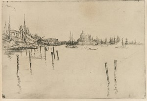 Venice by James McNeill Whistler, created 1879-1880, in Drypoint; ink on paper. Download this artwork as a high-resolution wallpaper for desktop, tablet, or mob — Travel Background