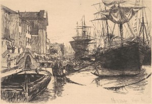 Venice by Otto Henry Bacher, created 1880, in etching in black on laid paper. Download this artwork as a high-resolution wallpaper for desktop, tablet, or mobil