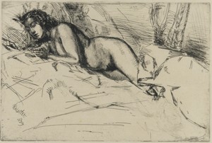 Venus by James McNeill Whistler, created 1859, in Etching; ink on paper. Download this artwork as a high-resolution wallpaper for desktop, tablet, or mobile. — Art Wallpaper