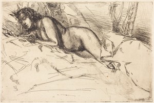 Venus by James McNeill Whistler, created 1859, in etching and drypoint on laid paper. Download this artwork as a high-resolution wallpaper for desktop, tablet, — Art Wallpaper