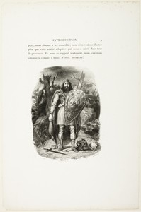 Vercingétorix by Eugène Delacroix, created 1829, in Lithograph in black on white wove paper. Download this artwork as a high-resolution wallpaper for desktop, t — Illustration Background