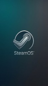 Minimalistisch geometrisch SteamOS-logo met verloop van groenblauw naar grijs