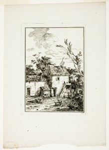 Vertical Landscape by Louis Gabriel Moreau, created c. 1779, in Etching on ivory wove paper. Download this artwork as a high-resolution wallpaper for desktop, t — Illustration Wallpaper
