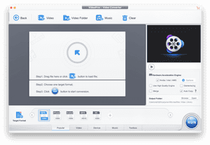 Interfaz de software de conversión de video con ícono de carrete de película y opciones de formato. — Fondods de Zoom Video Fondos