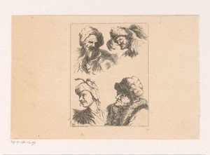 Vier mannenkoppen by Christian Ludwig von Hagedorn, created 1744-12-04, in paper; etching. Download this artwork as a high-resolution wallpaper for desktop, tab — Portrait Picture