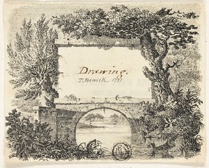Vignette with Bridge Trees by Thomas Bewick, created 1797, in Pen and black ink on ivory laid paper. Download this artwork as a high-resolution wallpaper for de — Illustration Background