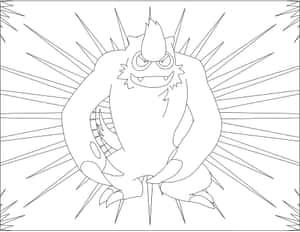 Ein Cartoon-Monster mit Stacheln und einem Horn, das Linien ausstrahlt. — Virgo Aesthetic Wallpaper