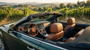 Bentley Azure met open dak in een Toscaanse wijngaard