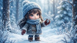 En Gacha Life-karaktär njuter av en snöig dag.