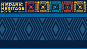Banner del Mese dell'Eredità Ispanica del Santiago Canyon College con disegni solari e motivi geometrici blu. — National Hispanic Heritage Month Sfondi