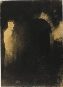 Vision by Odilon Redon, created 1895/97, in Black pastel, with charcoal and black chalk, stumping, scraping and erasing, on ivory wove paper with blue fibers (d — Odilon Redon Wallpaper