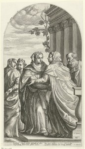 Visitatie by Jacob Matham, created 1592 - 1596, in paper; engraving. Download this artwork as a high-resolution wallpaper for desktop, tablet, or mobile. — Jacob Matham Wallpaper