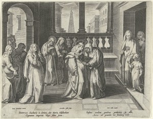 Visitatie by Cornelis Galle (I), created c. 1620 - c. 1625, in paper; engraving. Download this artwork as a high-resolution wallpaper for desktop, tablet, or mo — Cornelis Galle (I) Wallpaper