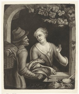 Visverkoper by Jacob Hoolaart, created 1723 - 1789, in paper; mezzotint. Download this artwork as a high-resolution wallpaper for desktop, tablet, or mobile. — Jacob Hoolaart Wallpaper