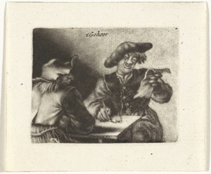 Voorlezer by Jacobus Harrewijn, created 1690, in paper; engraving; mezzotint. Download this artwork as a high-resolution wallpaper for desktop, tablet, or mobil — Jacobus Harrewijn Wallpaper