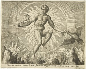 Vuur by Adriaen Collaert, created 1580 - 1584, in paper; engraving. Download this artwork as a high-resolution wallpaper for desktop, tablet, or mobile. — Adriaen Collaert Wallpaper