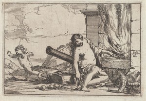 Vuur by Giulio Carpioni (I), created 1623 - 1679, in paper; etching. Download this artwork as a high-resolution wallpaper for desktop, tablet, or mobile. — Giulio Carpioni (I) Wallpaper