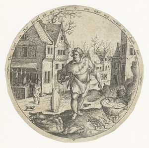 Vuur by Jacob Savery (I), created 1584 - 1603, in paper; etching. Download this artwork as a high-resolution wallpaper for desktop, tablet, or mobile. — Jacob Savery (I) Wallpaper