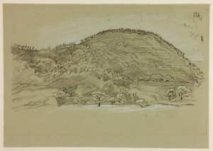 Walking Through the Fields by John Linnell, created July 25, 1868, in Black chalk, heightened with white chalk, on green-gray wove paper, tipped onto cream wove — Illustration Wallpaper