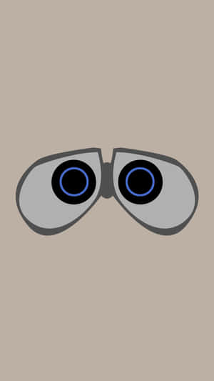 Dois grandes olhos de robô de desenho animado com anéis azuis em fundo bege — Wall E iPhone Papéis de Parede