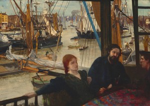 Wapping by James McNeill Whistler, created 1860-1864, in oil on canvas. Download this artwork as a high-resolution wallpaper for desktop, tablet, or mobile. — James McNeill Whistler Wallpaper