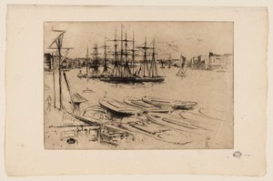 Wapping - The Pool by James McNeill Whistler, created 1878/79, in Etching and drypoint with foul biting in black ink on ivory laid paper. Download this artwork — Illustration Wallpaper