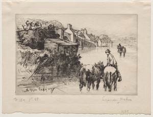 Wareham Bridge by Francis Seymour Haden, created 1877, in drypoint. Download this artwork as a high-resolution wallpaper for desktop, tablet, or mobile. — Francis Seymour Haden Wallpaper