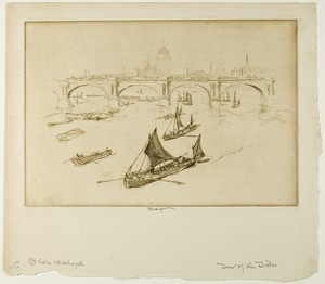 Waterloo Bridge by Joseph Pennell, created 1893, in Etching on heavy ivory wove paper. Download this artwork as a high-resolution wallpaper for desktop, tablet, — Illustration Wallpaper