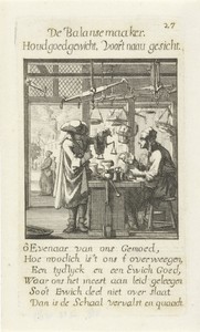 Weegschaalmaker by Jan Luyken, created 1694, in paper; etching. Download this artwork as a high-resolution wallpaper for desktop, tablet, or mobile. — Art Wallpaper