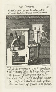 Wever by Caspar Luyken, created 1694, in paper; etching. Download this artwork as a high-resolution wallpaper for desktop, tablet, or mobile. — Art Wallpaper