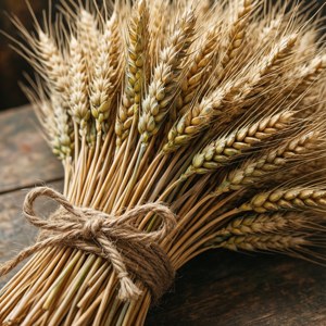 Bundle of wheat sheaves tied with twine
