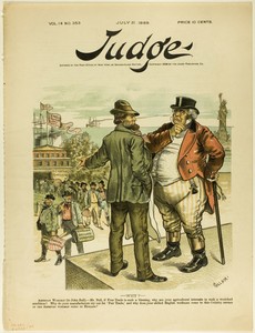 Why?, from Judge by Bernard Gillam, created published July 21, 1888, in Color lithograph on newsprint. Download this artwork as a high-resolution wallpaper for — Bernard Gillam Wallpaper