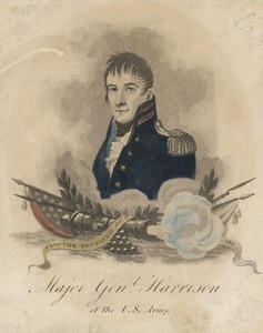 William Henry Harrison by William Strickland, created 1813, in Hand-colored aquatint and etching on paper. Download this artwork as a high-resolution wallpaper — William Strickland Wallpaper